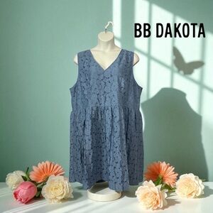 BB Dakota, Blue Floral Lace Sleeveless Dress - Size 24W (plus size)